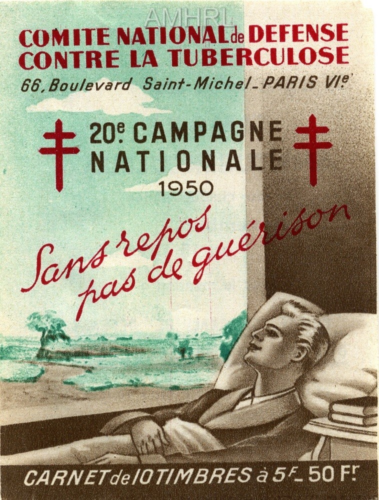 1950 Carnet complet « Sans repos, pas de guérison » avec 10 timbres