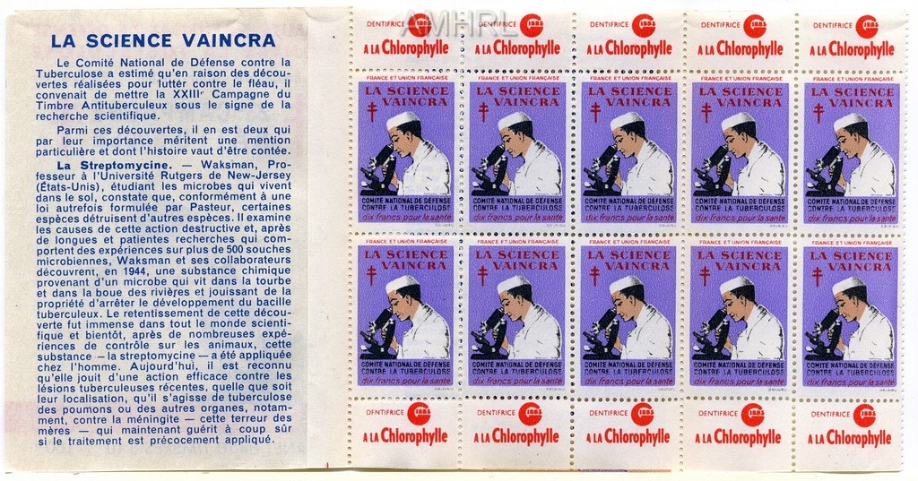 1953 Carnet complet « La science vaincra » avec 10 timbres