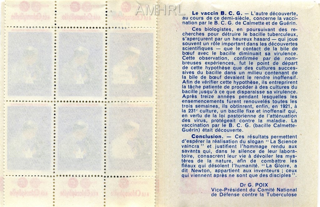 1953 Carnet complet « La science vaincra » avec 10 timbres
