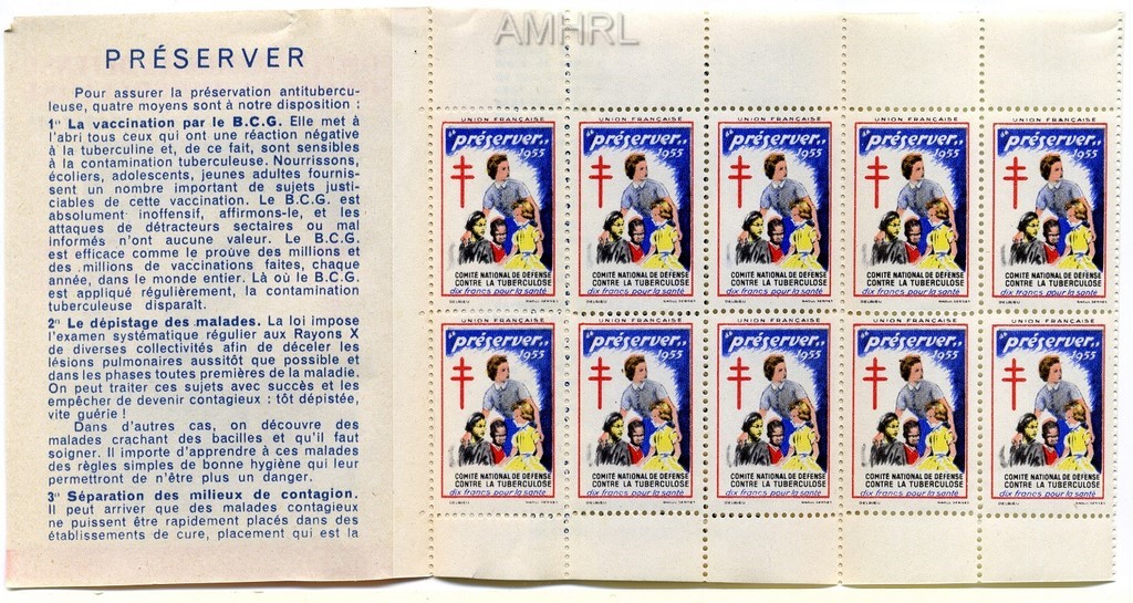 1955 Carnet complet « Préserver » avec 10 timbres