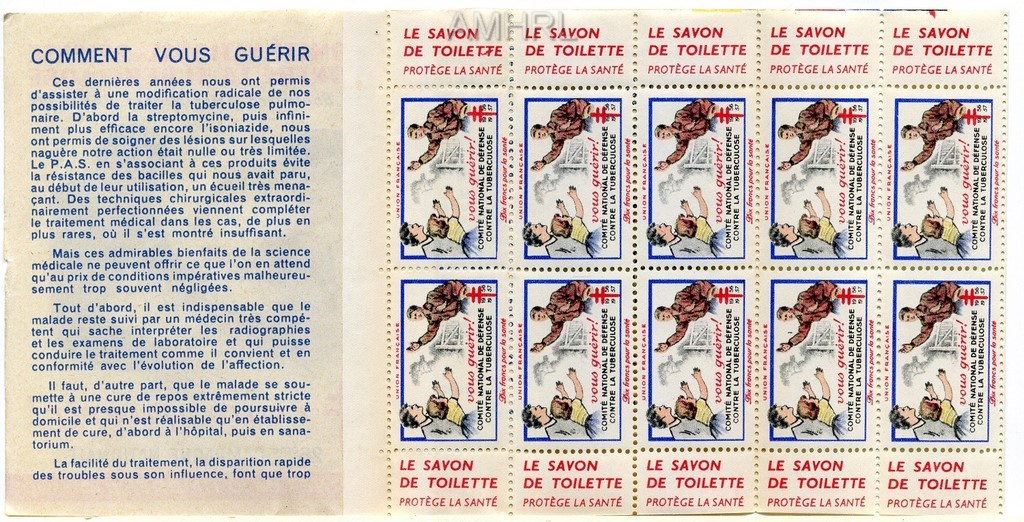 1956-1957 Carnet complet « Vous guérir » avec 10 timbres