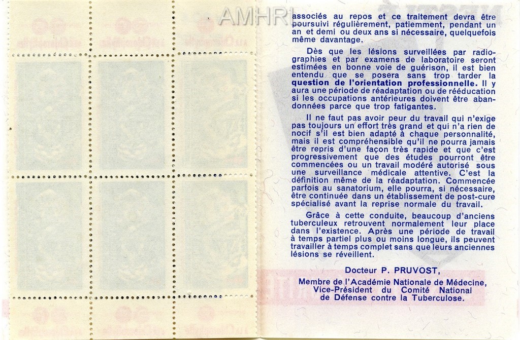 1957-1958 Carnet complet « Reprends ta place » avec 10 timbres