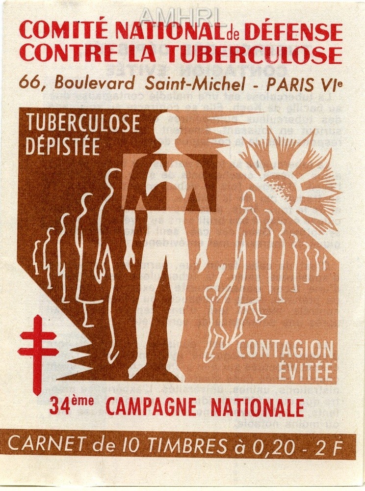 1964-1965 Carnet complet « Tuberculose dépistée, contagion évitée » avec 10 timbres