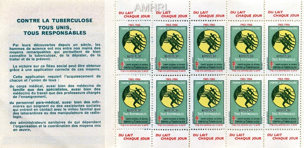 1965-1966 Carnet complet « Tous unis, tous responsables » avec 10 timbres