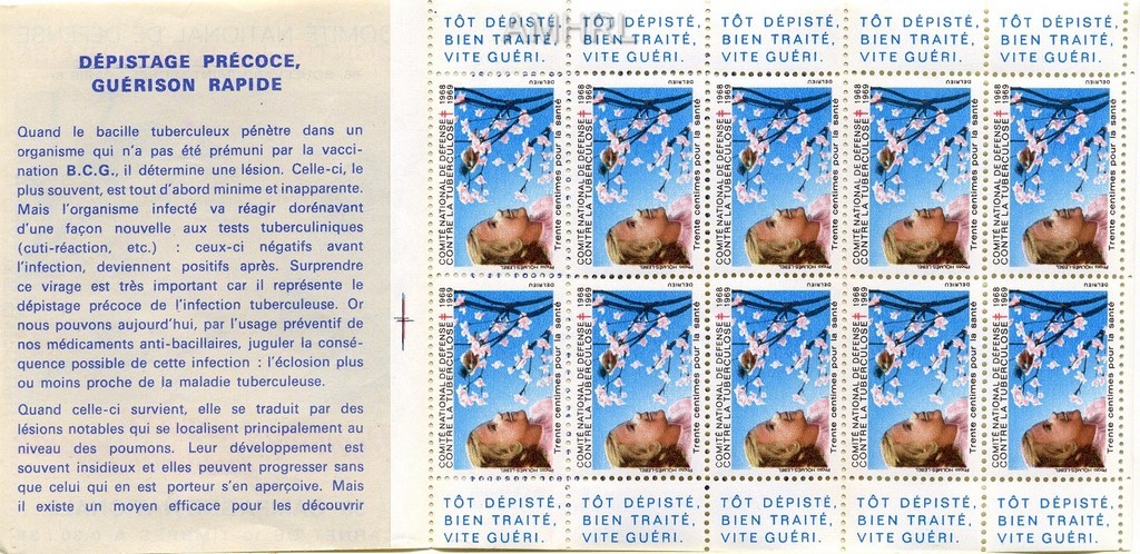 1968-1969 Carnet complet « Dépistage précoce, guérison rapide » avec 10 timbres