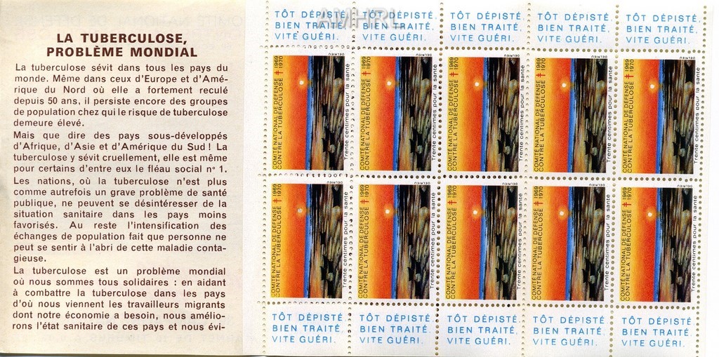 1969-1970 Carnet complet « Tuberculose problème mondial » avec 10 timbres