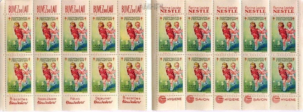 1933 Carnet complet « Jeux et santé » avec 20 timbres 