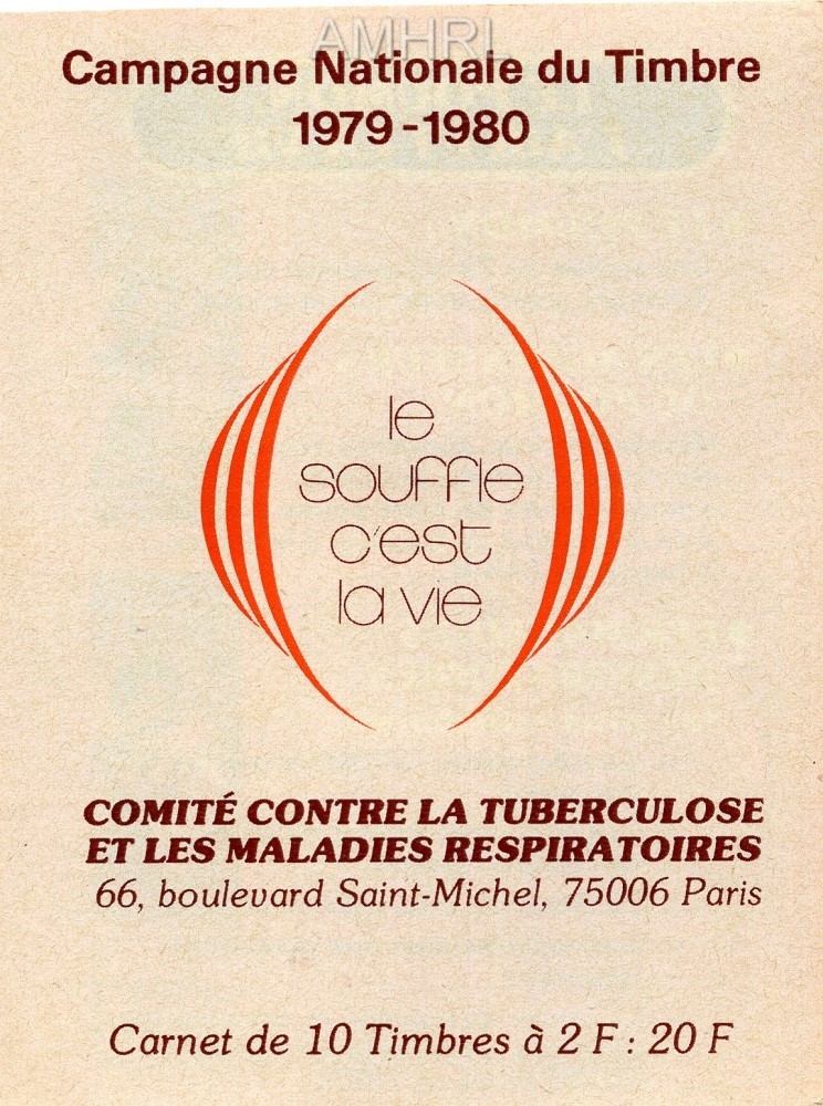 1979-1980 Carnet complet « Le souffle c’est la vie » avec 10 timbres