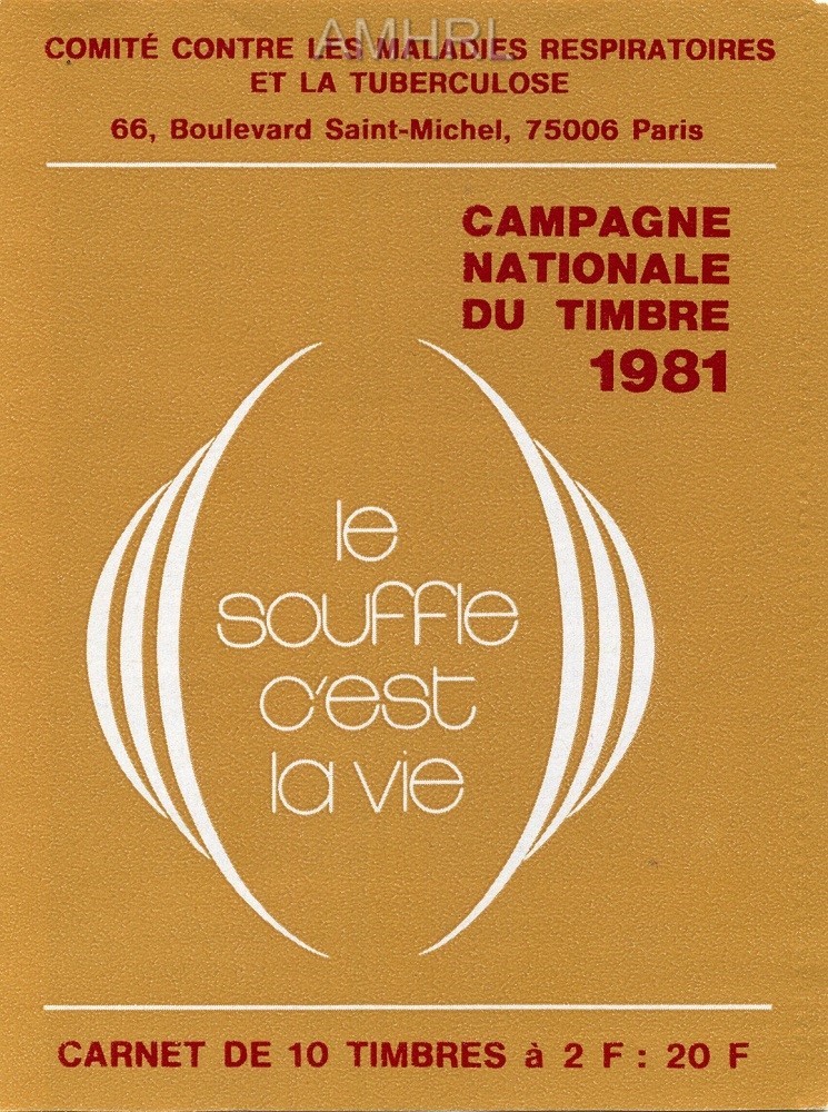 1981 Carnet complet « Le souffle c’est la vie » avec 10 timbres