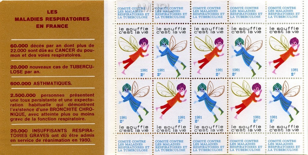 1981 Carnet complet « Le souffle c’est la vie » avec 10 timbres