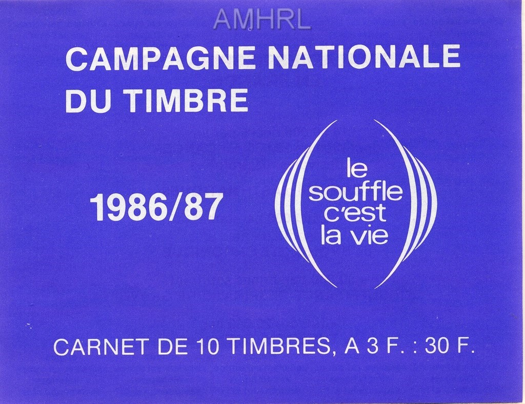 1986/1987 Carnet complet « Le souffle c’est la vie » avec 10 timbres
