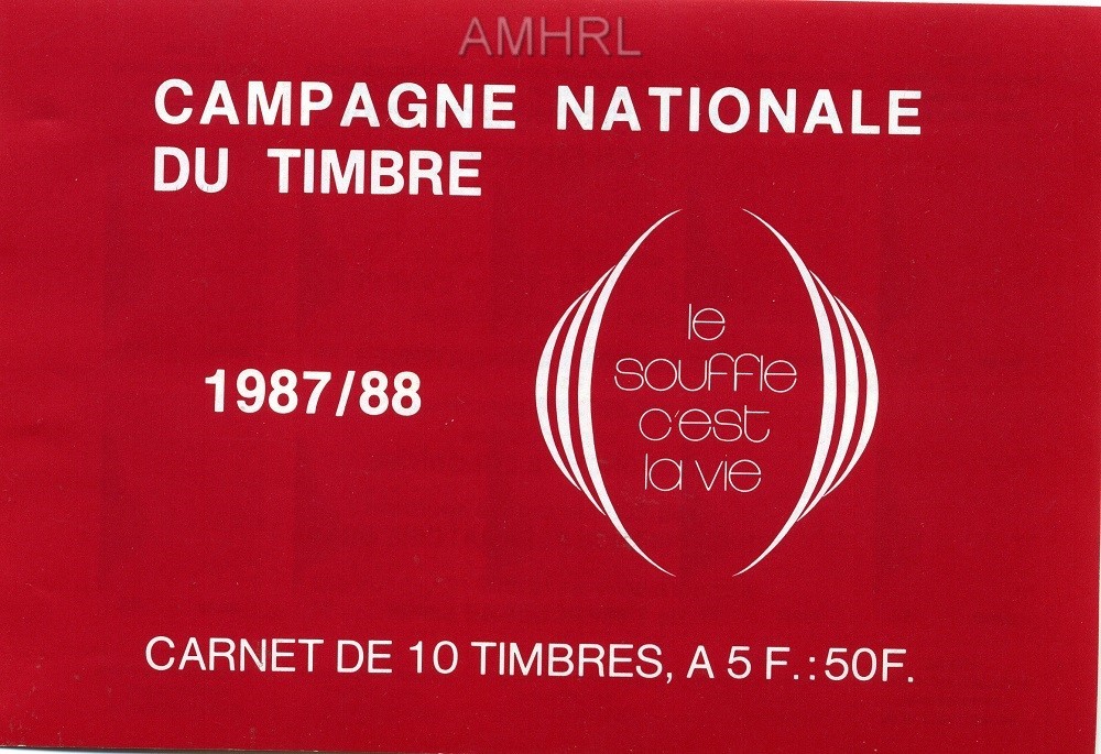 1987/1988 Carnet complet « Le souffle c’est la vie » avec 10 timbres