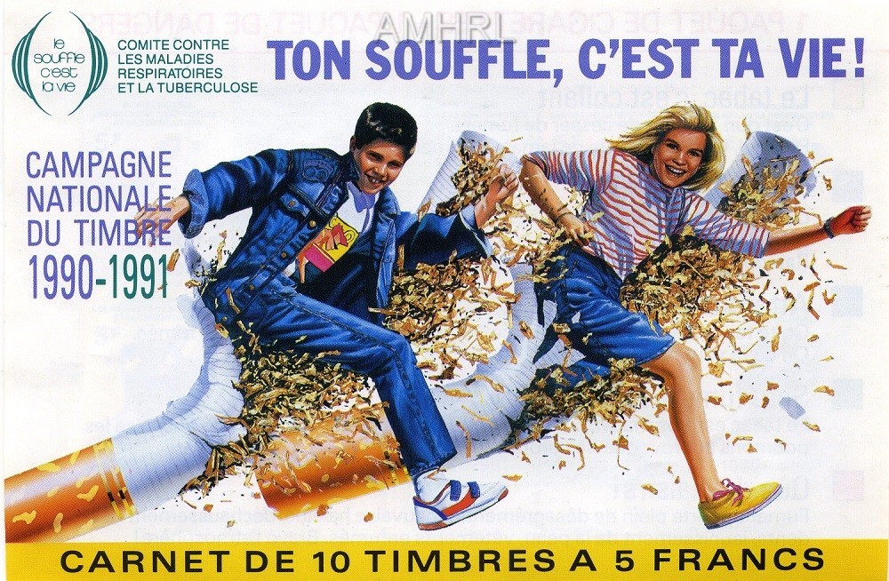 1990/1991 Carnet complet « Ton souffle, c’est ta vie ! » avec 10 timbres