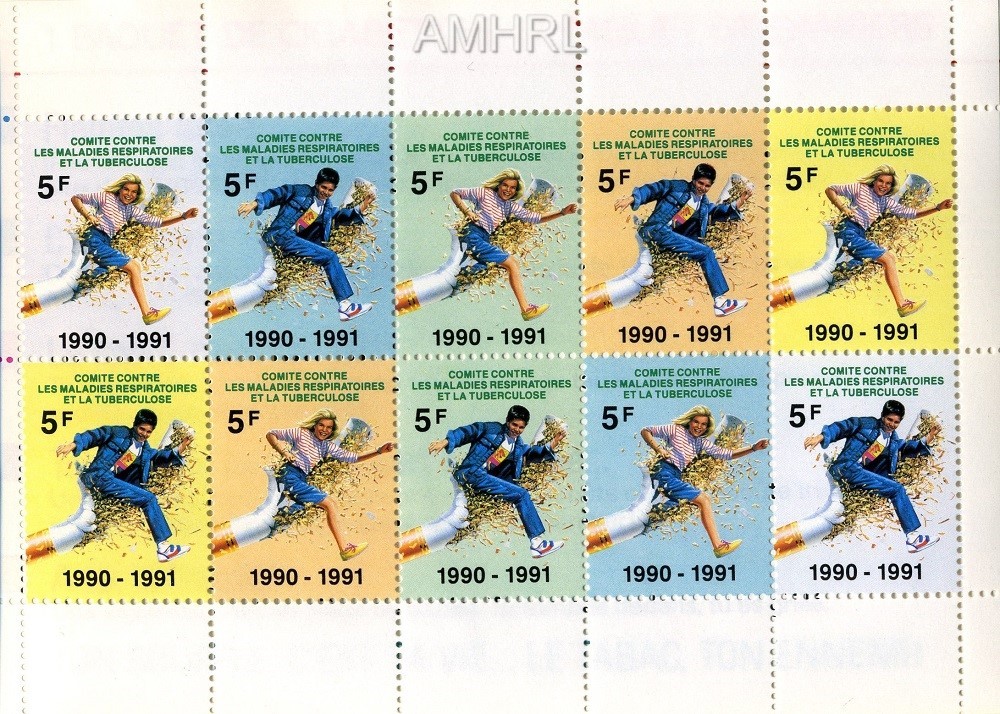 1990/1991 Carnet complet « Ton souffle, c’est ta vie ! » avec 10 timbres