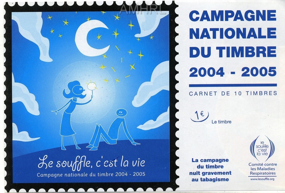 2004/2005 Carnet complet « Le souffle c’est la vie » avec 10 timbres