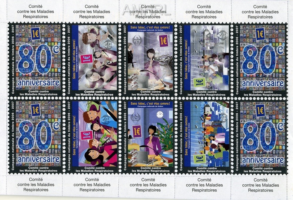 2006/2007 Carnet complet « Sans tabac c’est plus sympa » avec 10 timbres