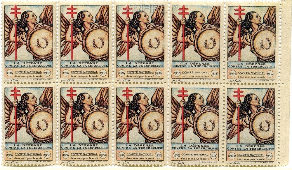 1936 10 timbres « La défense contre la tuberculose » 